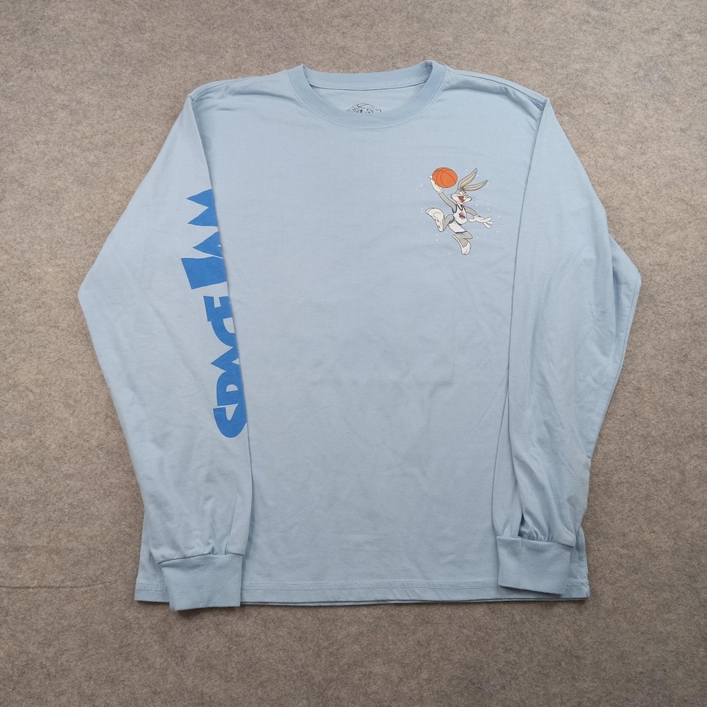 Space Jam Shirt‎ Mens Medium Blue Tune Squad Long Sleeve Bugs Bunny Graphic Tee